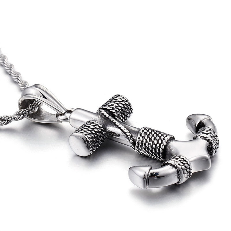 Collier argenté ancre et corde de marin - Mer Aux Trésors