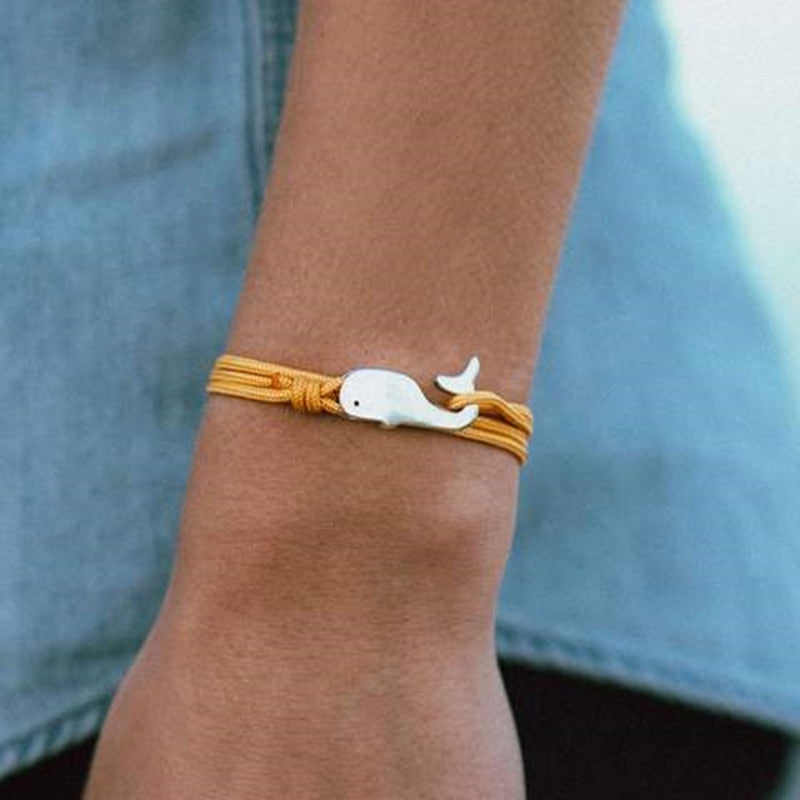 Bracelet jaune et sa petite baleine ONE - Mer Aux Trésors