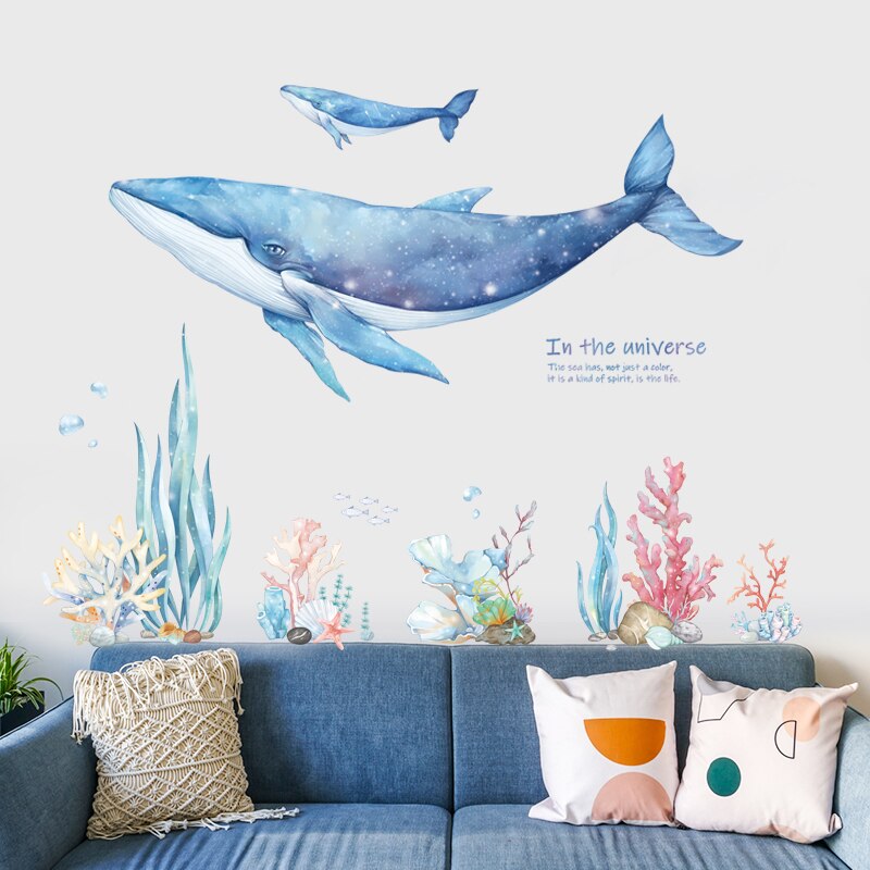Sticker géant la baleine de l'espace - Mer Aux Trésors
