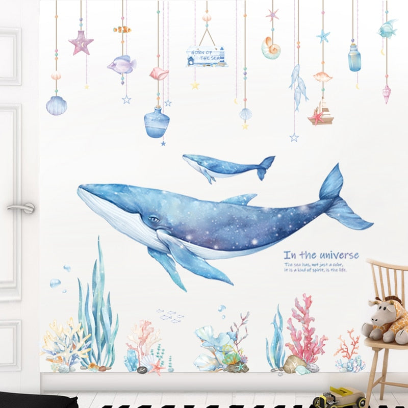 Sticker géant la baleine de l'espace - Mer Aux Trésors