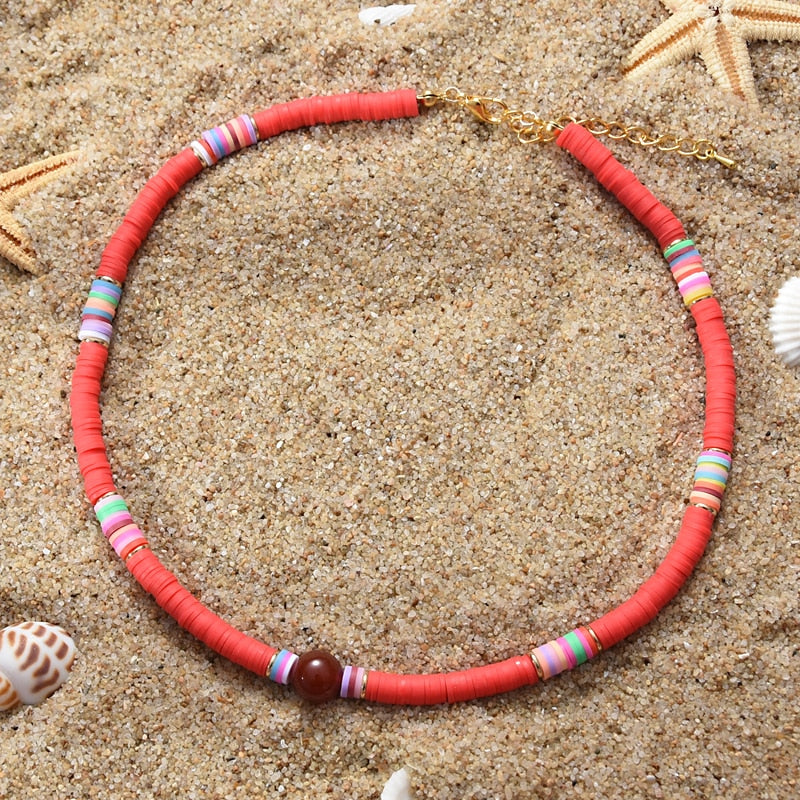 Collier heishi rouge POPPY - Mer Aux Trésors