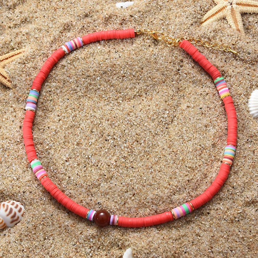 Collier heishi rouge POPPY - Mer Aux Trésors