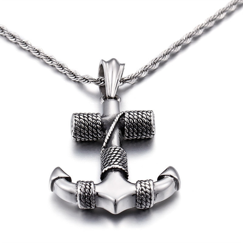 Collier argenté ancre et corde de marin - Mer Aux Trésors