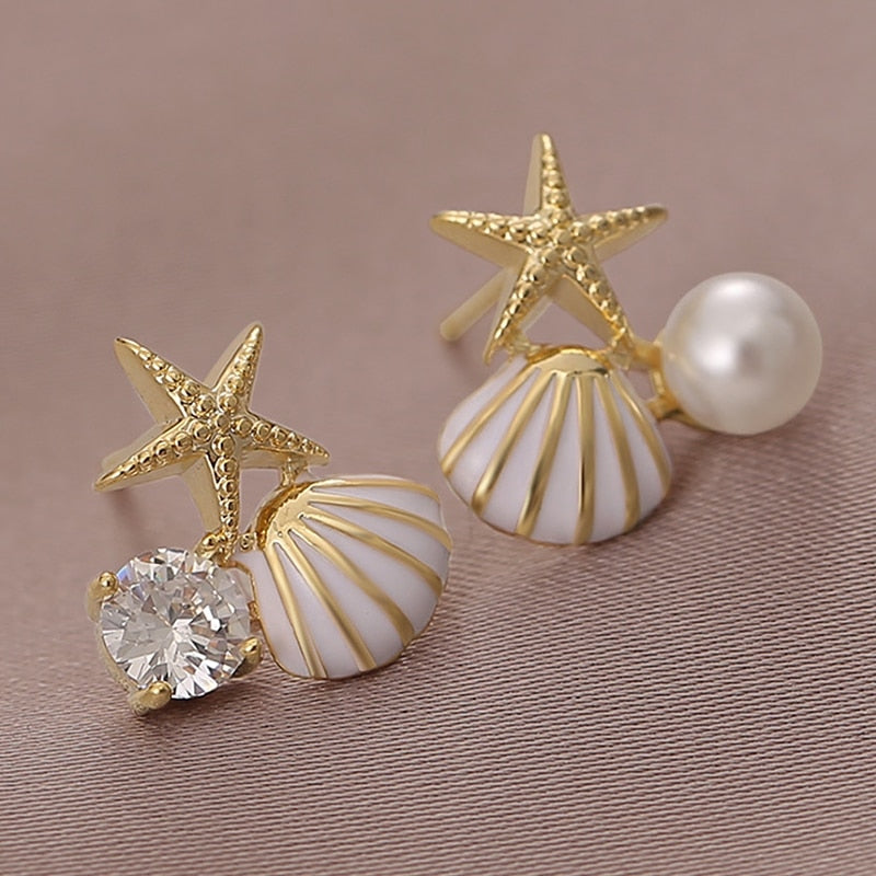 MARINELLA star and shell earrings