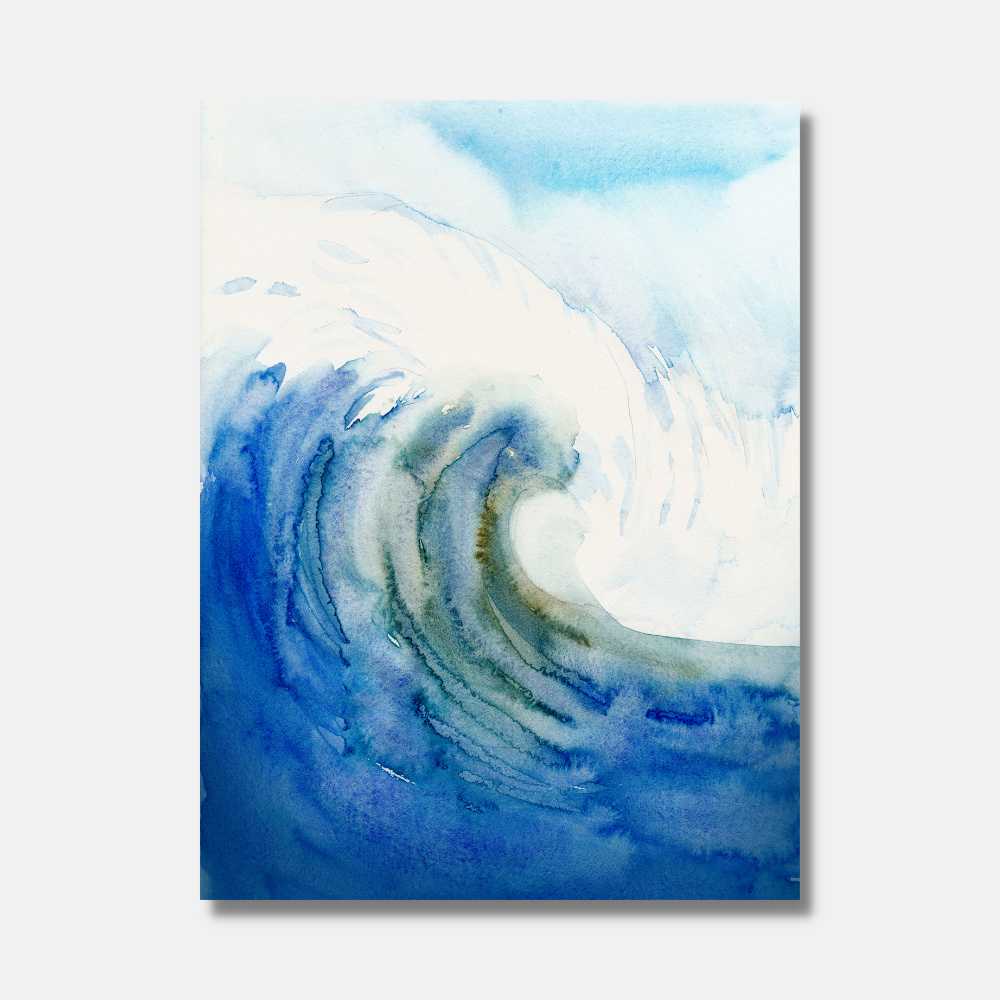 Tableau style aquarelle vague déchainée - Mer Aux Trésors