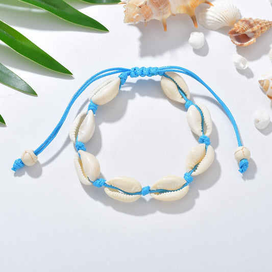 Bracelet de cheville bleu coquillage POLŪ - Mer Aux Trésors