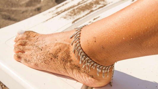 leg of a young girl and anklet ankle