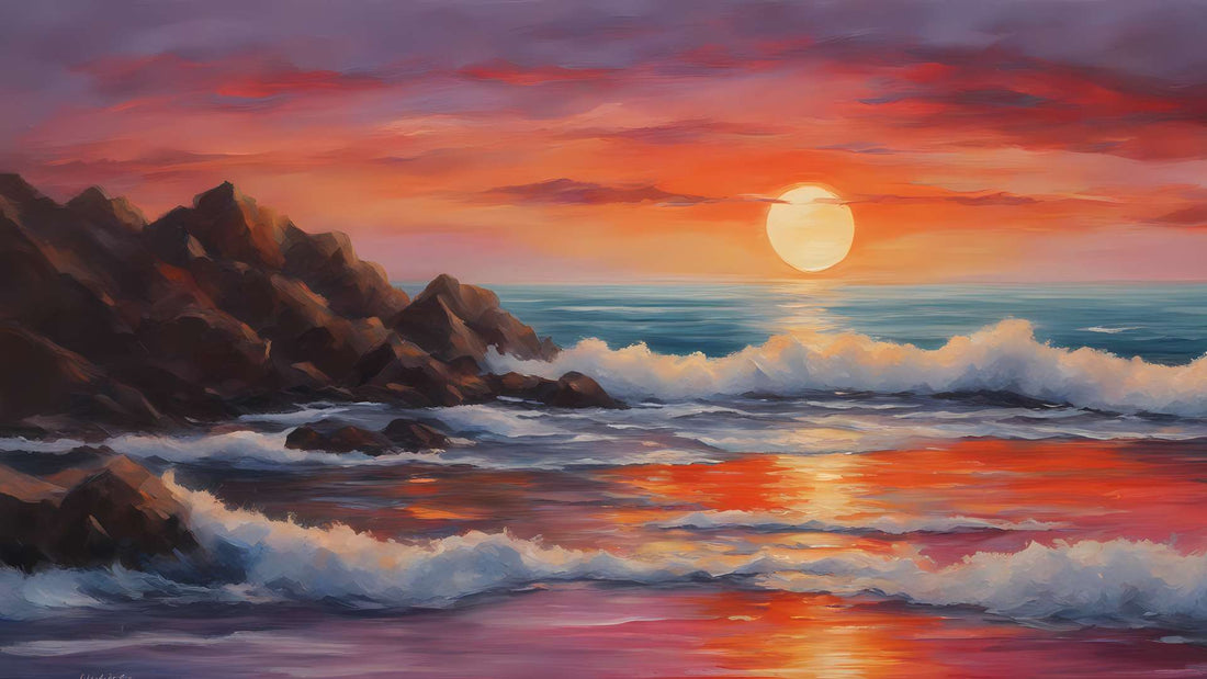 Faire une peinture coucher de soleil mer facilement