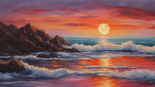 Faire une peinture coucher de soleil mer facilement