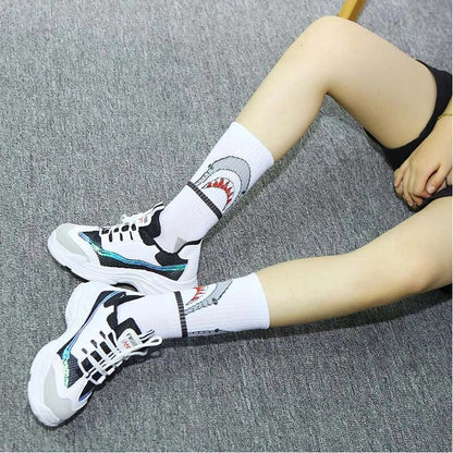 Shark socks with jaw pattern