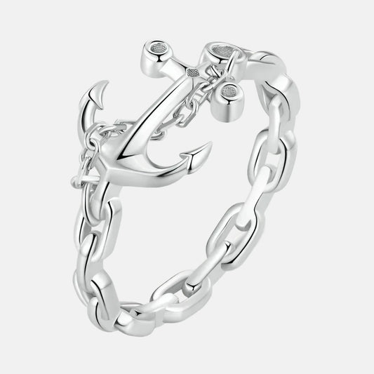 MARINIQUE silver anchor chain ring