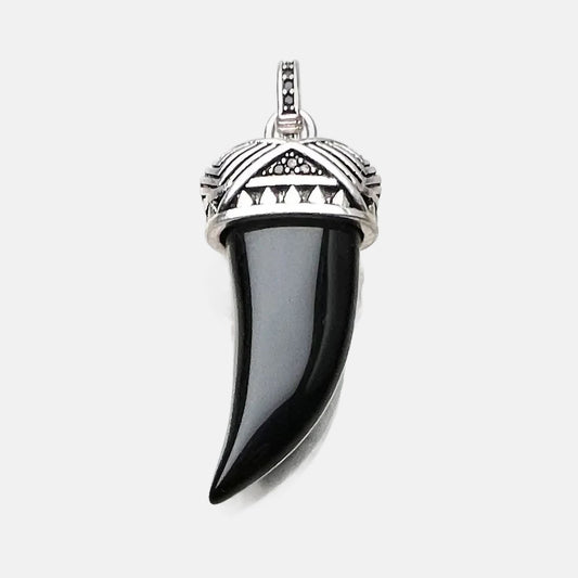 Black shark tooth silver pendant
