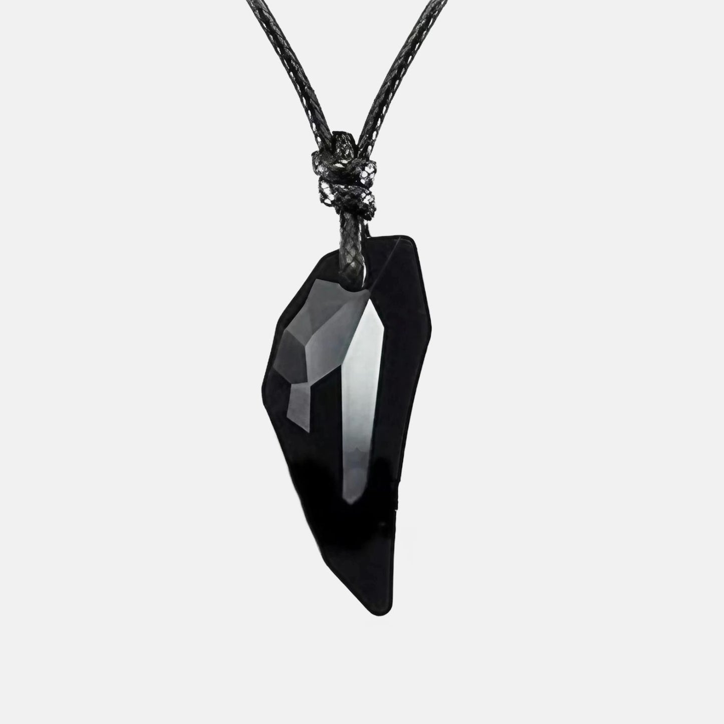 Faceted black shark tooth necklace