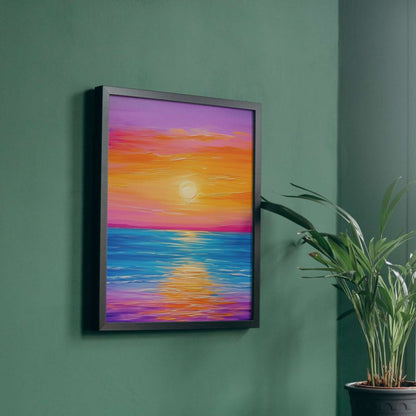 Peinture coucher de soleil sur la mer facile MAGIE DE L'HORIZON