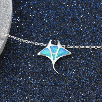 Blue manta ray necklace ABYSSEBLEU