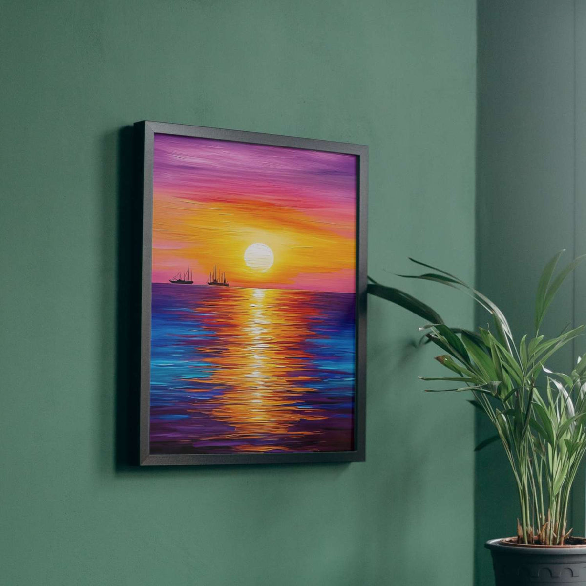 Tableau coucher de soleil sur la mer – Mer Aux Trésors