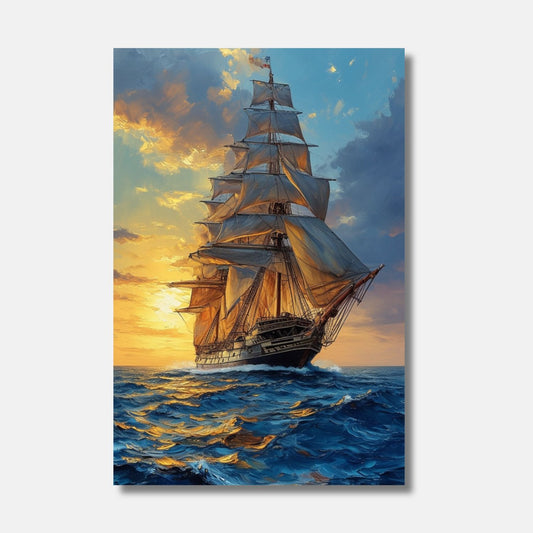 GALLEON boat painting at sea