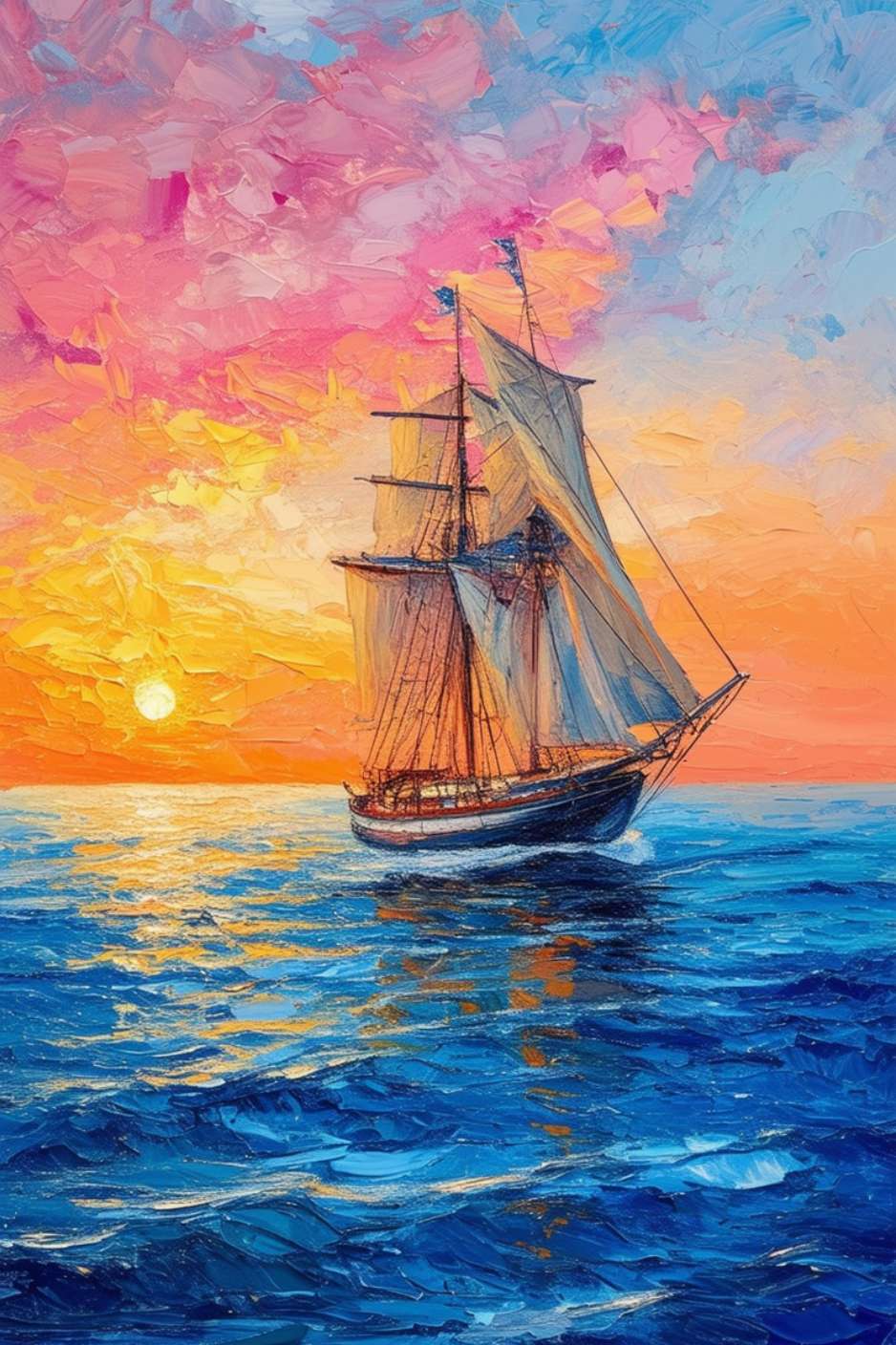 CLIPPER boat sea painting