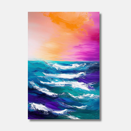 Peinture abstraite paysage mer CRÉPUSCULE