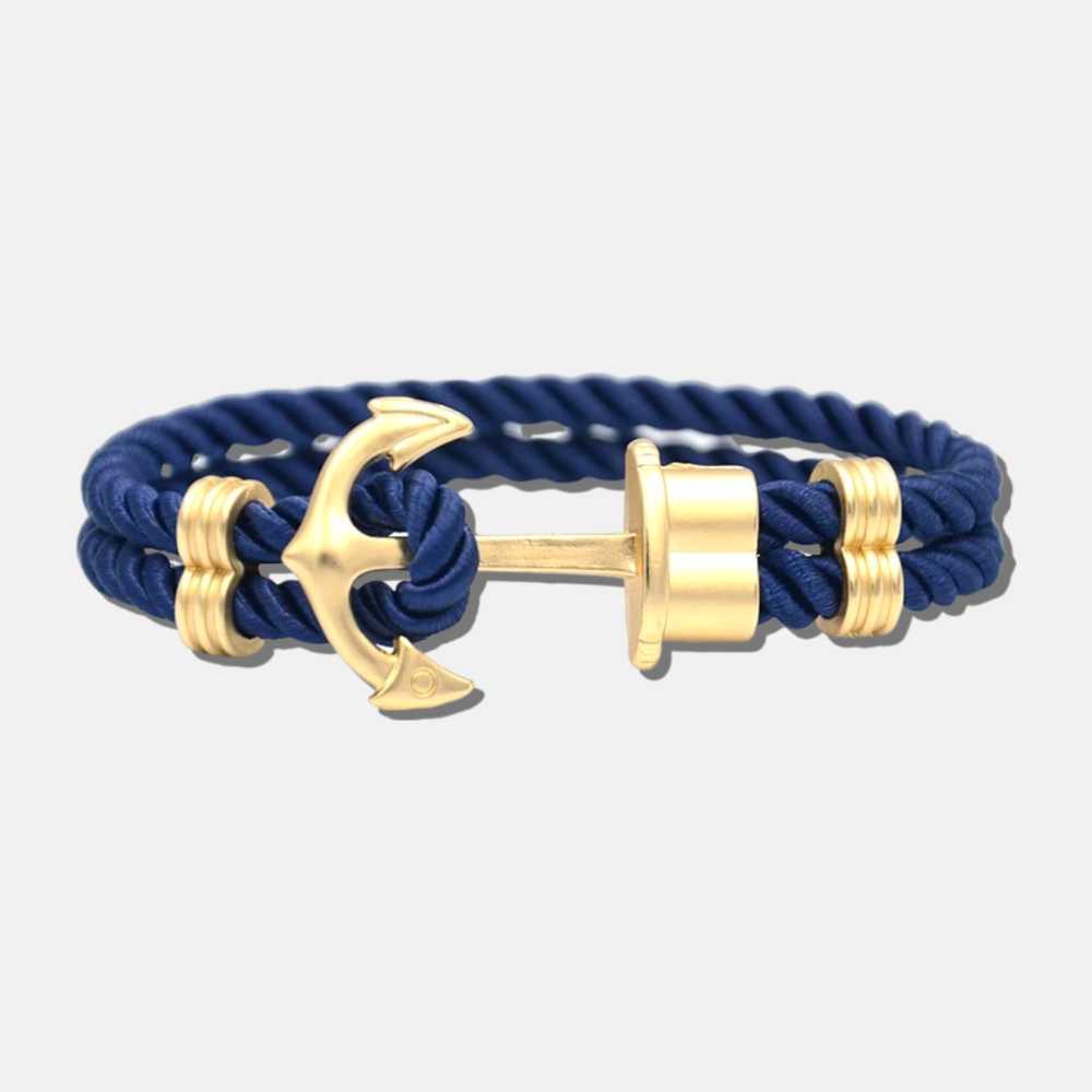 Bracelet ancre doré bleu GULA - Mer Aux Trésors