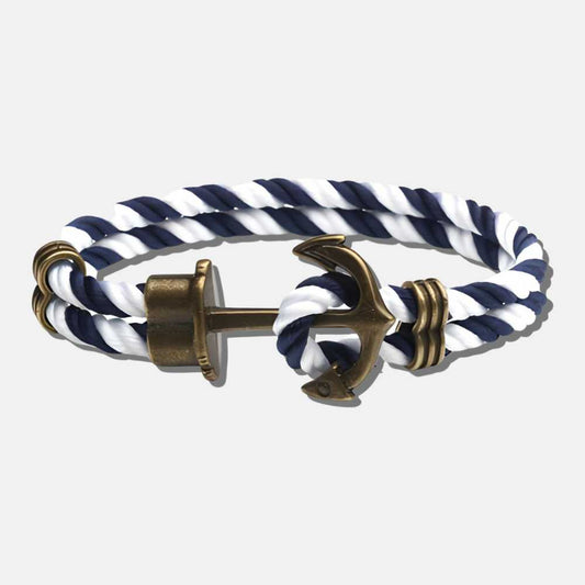 Bracelet ancre véritable bleu et blanc OAI - Mer Aux Trésors