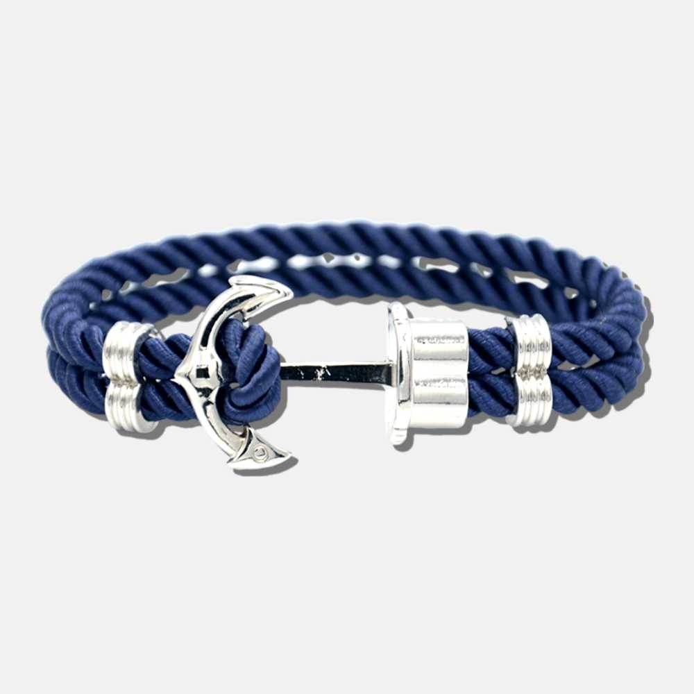 Bracelet bleu ancre argentée HELEUMA - Mer Aux Trésors