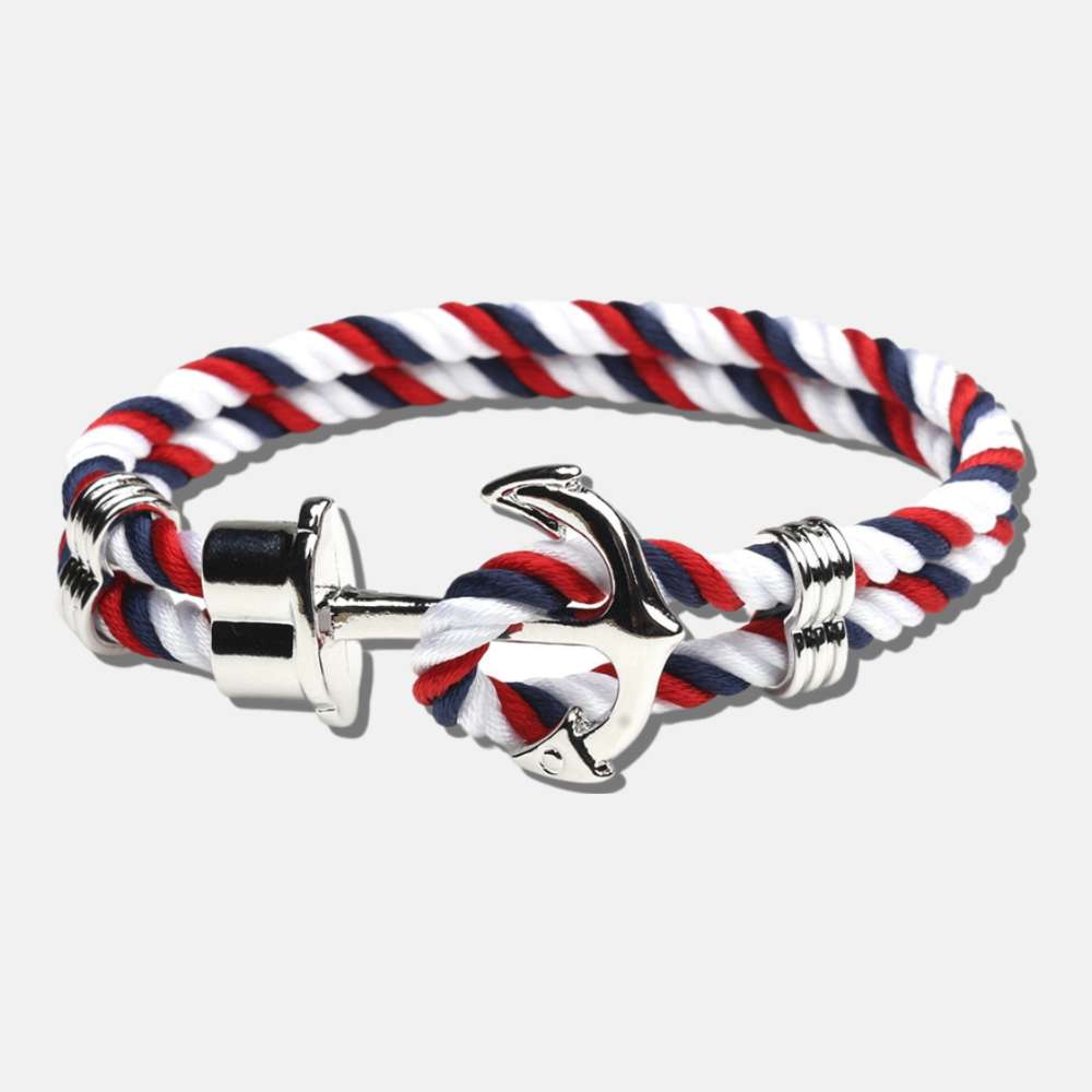 Bracelet ancre argent tricolore KALA - Mer Aux Trésors