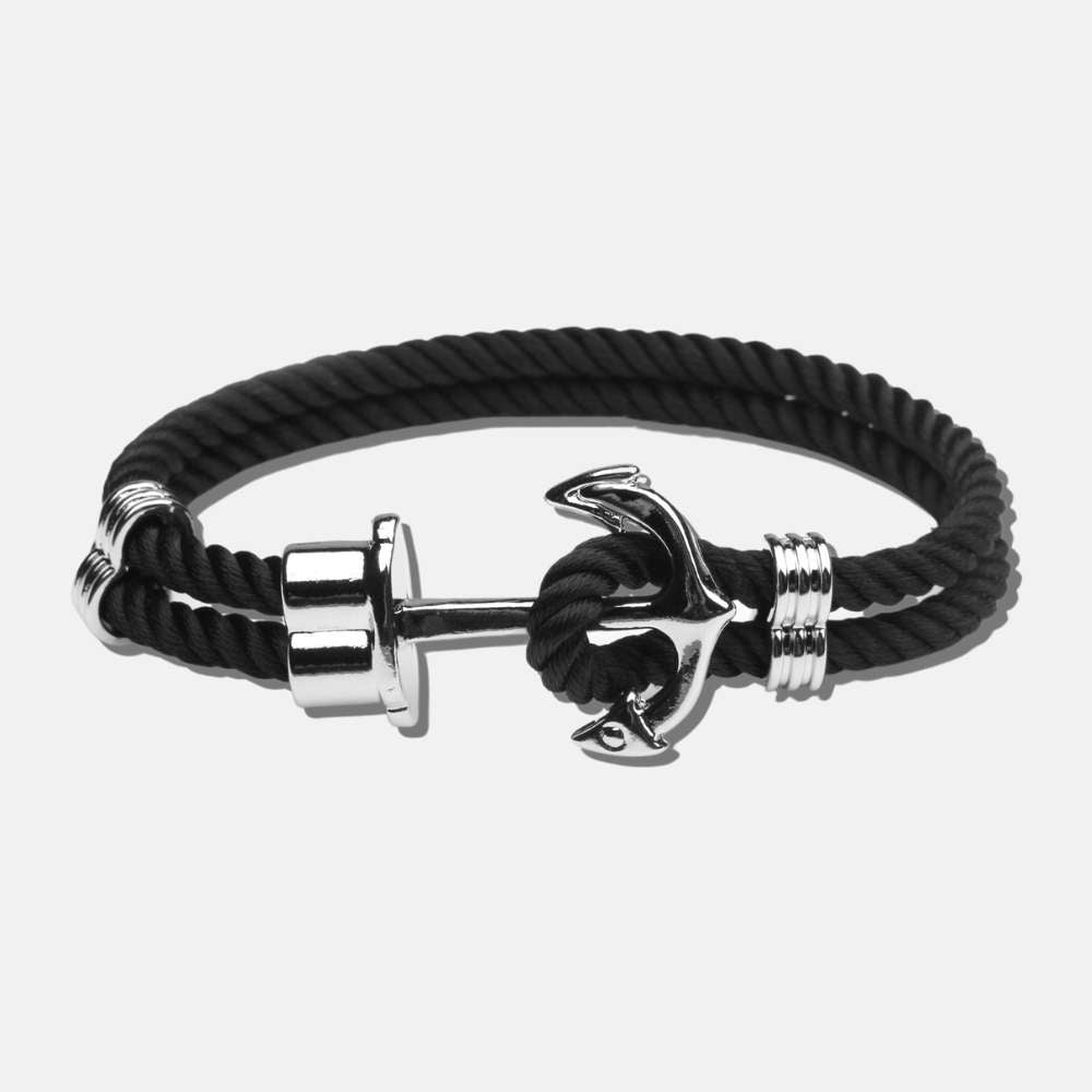 Bracelet ancre noir ELEELE - Mer Aux Trésors