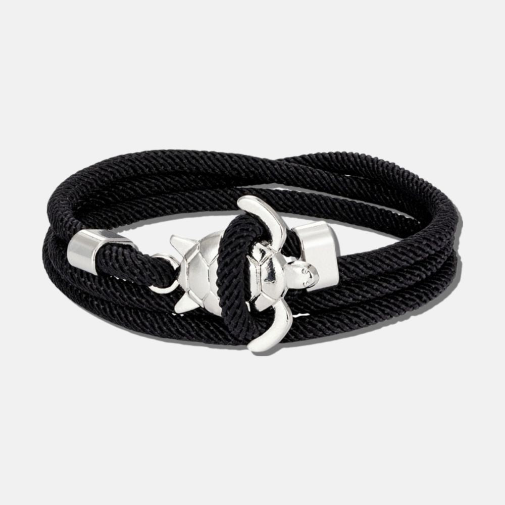 Bracelet noir et sa tortue HONU - Mer Aux Trésors
