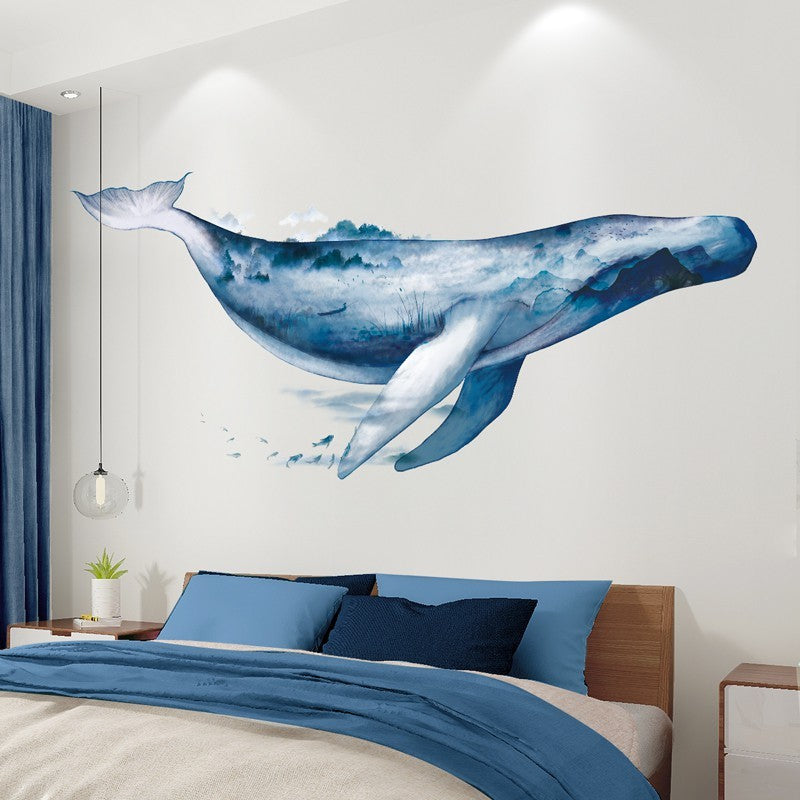 Sticker géant la baleine bleue - Mer Aux Trésors
