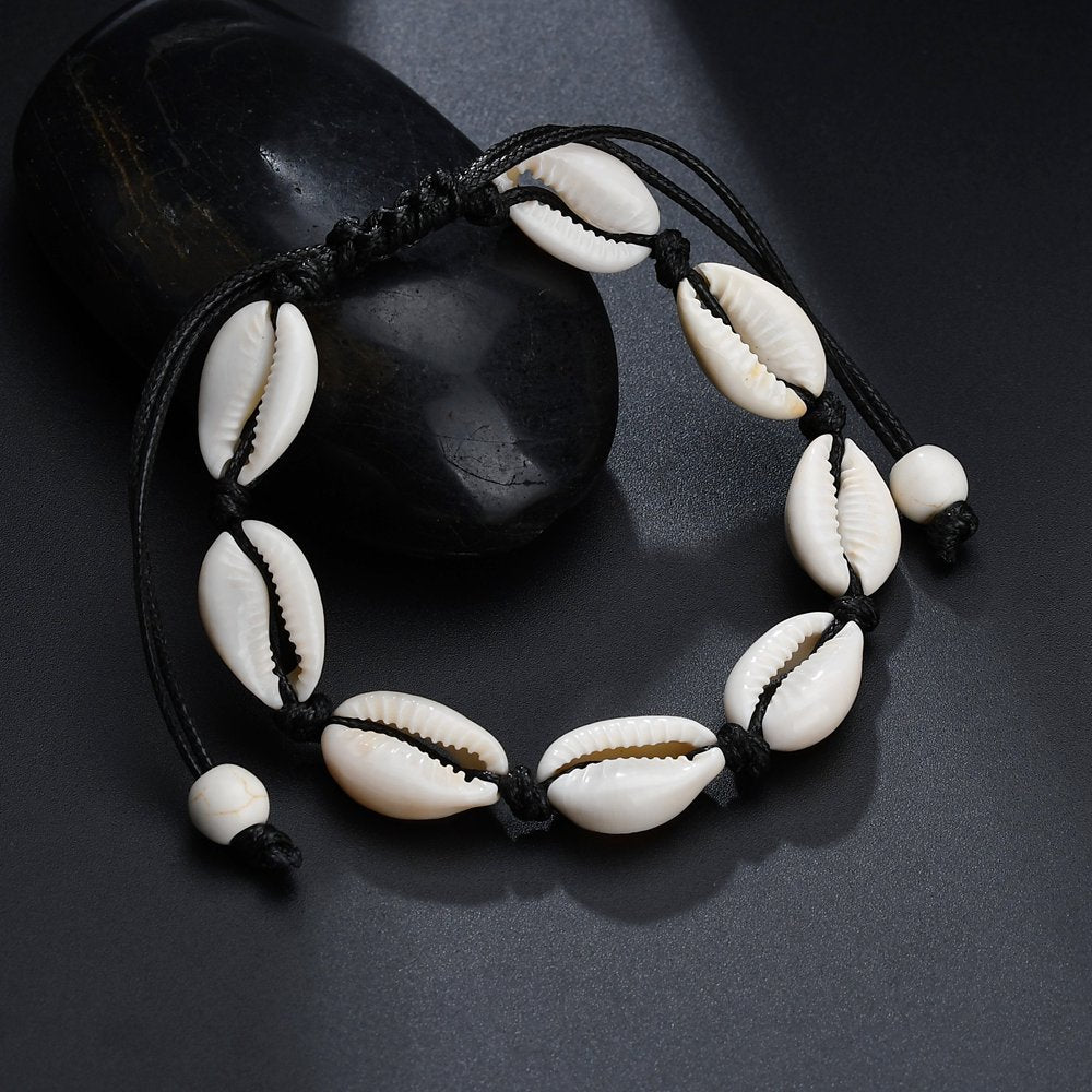 Bracelet de cheville noir coquillage LANAHU - Mer Aux Trésors