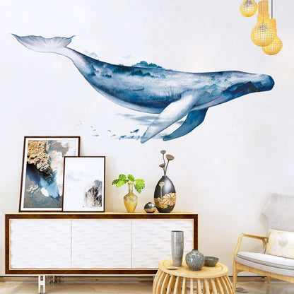 Sticker géant la baleine bleue - Mer Aux Trésors