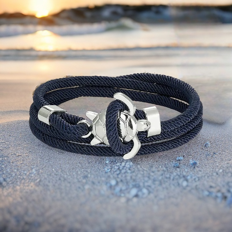 Bracelet tortue bleu marine KAI - Mer Aux Trésors